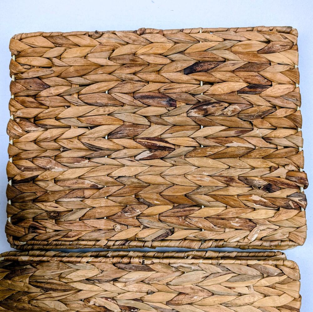 Set of 6 Natural Woven Fiber Rectangular Placemats Rustic Boho Table Mats